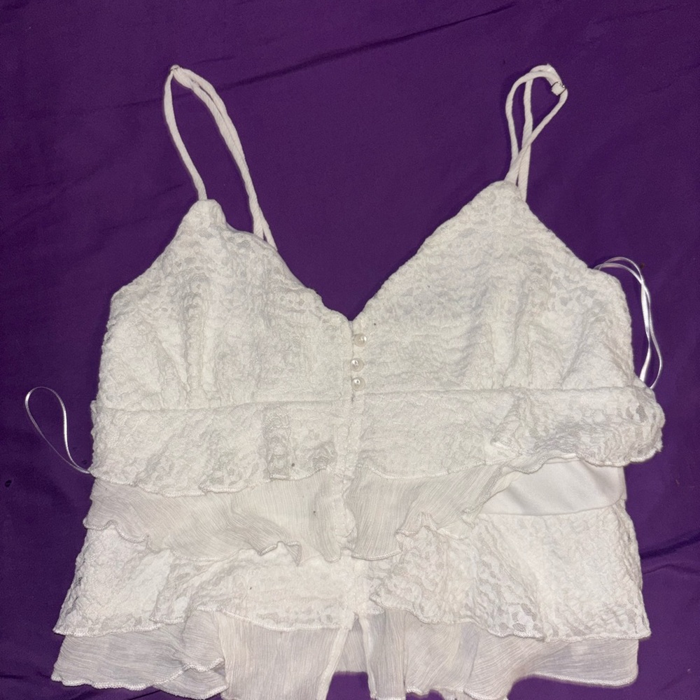 White Lace Ruffle Camisole